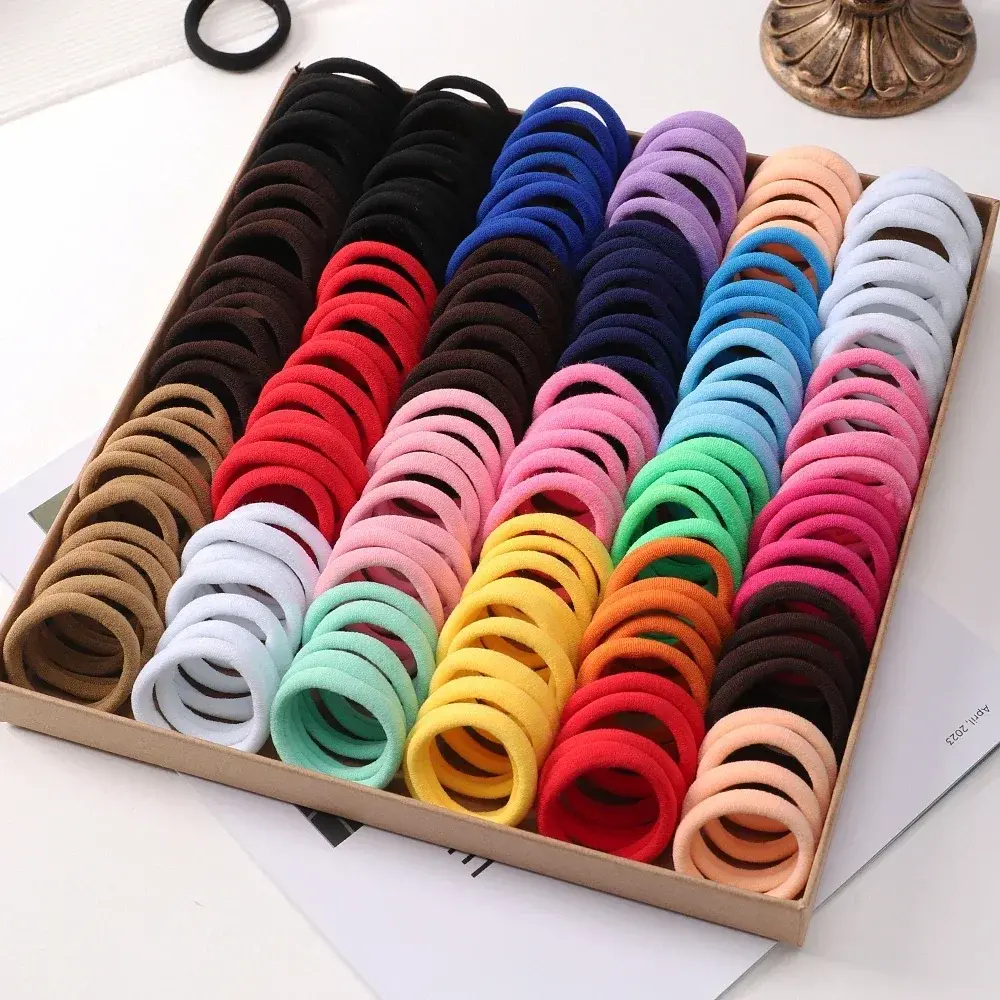 30Pcs/Set Elastic Basic Hair Bands Girls Colorful Nylon Rubber Bands Head Rope Scrunchies Kids Ponytail Holder Hair Accessories