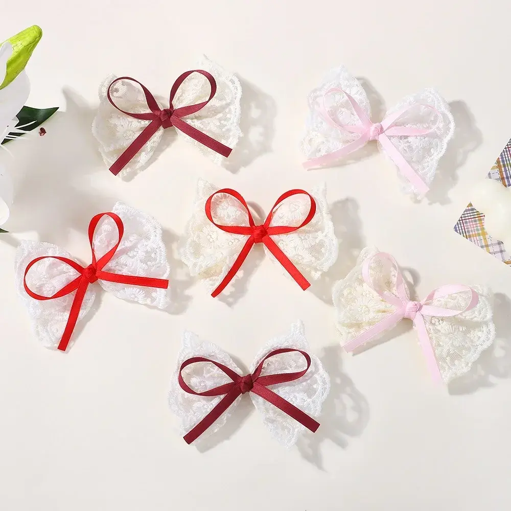 LOVEKIKI 1Pcs Lace Hair Clips for Girl Sweet Bowknot Women Ponytail Hairpins Barrettes Handmade Headdress Kids Hair Accessories