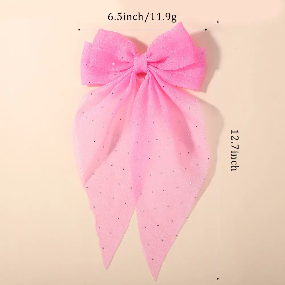 RAINBOW BOWS 1PCS Elegant Large Bow Ribbon Hair Clip Women Simple Satin Spring Clip Ponytail Bow Hairpin Girls Hair Accessories