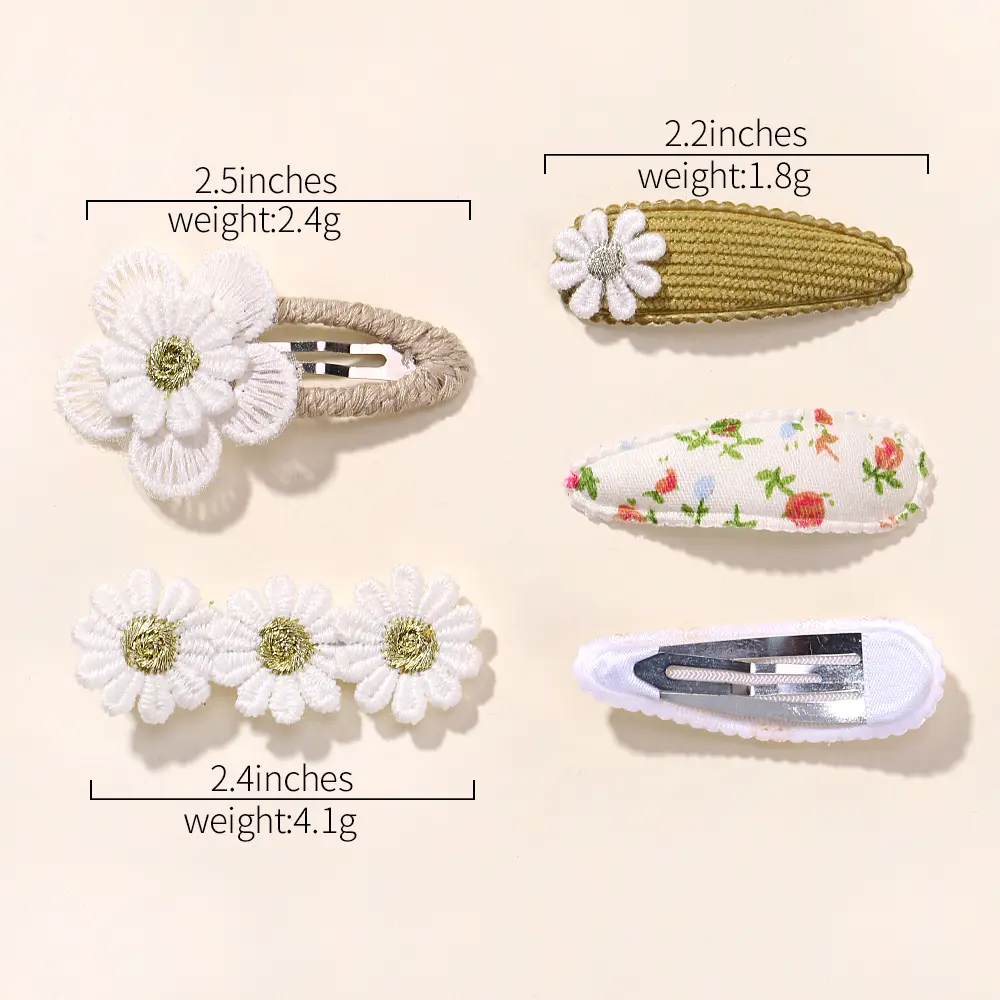 Children Fresh Hair Clips Set Girl Sweet Printe Flower Hairpin Lovely Kids Hair Accessories Cloth Barrettes Headdress Hairgrips