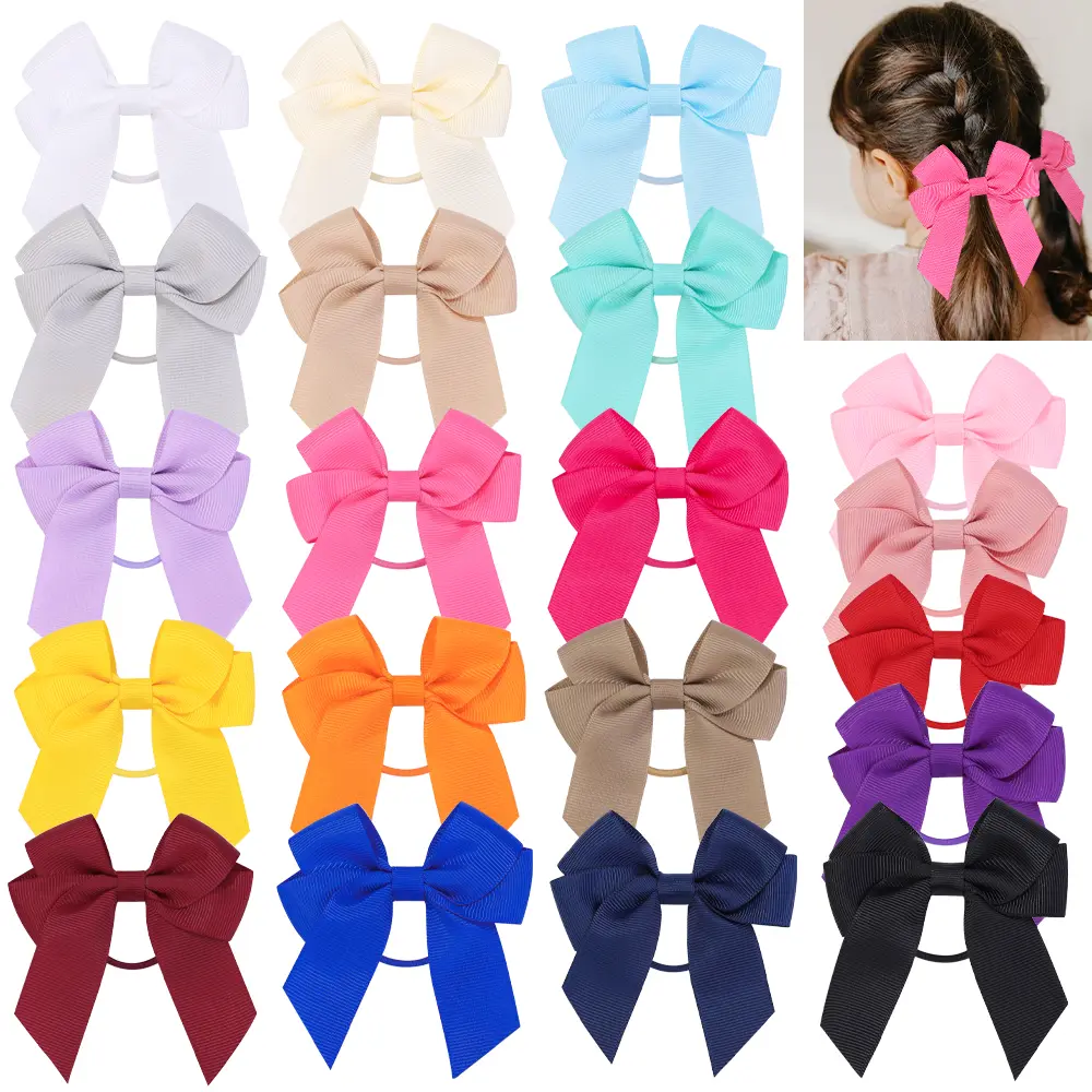 2pcs Girls Pretty Cheer Up Hair Band Lovely Ribbon Bowknot Double Ponytail Support Hair Accessories for Kids Boutique Headwear
