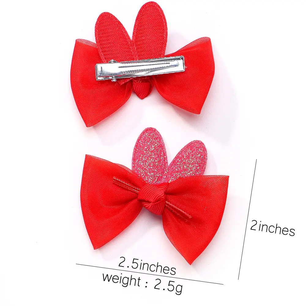 2pcs/set Lovely Bow Hairpins Solid Color Gauze Bows Clip for Kids Sweet Soft Hair Clips Pink Princess Girls Hair Accessories