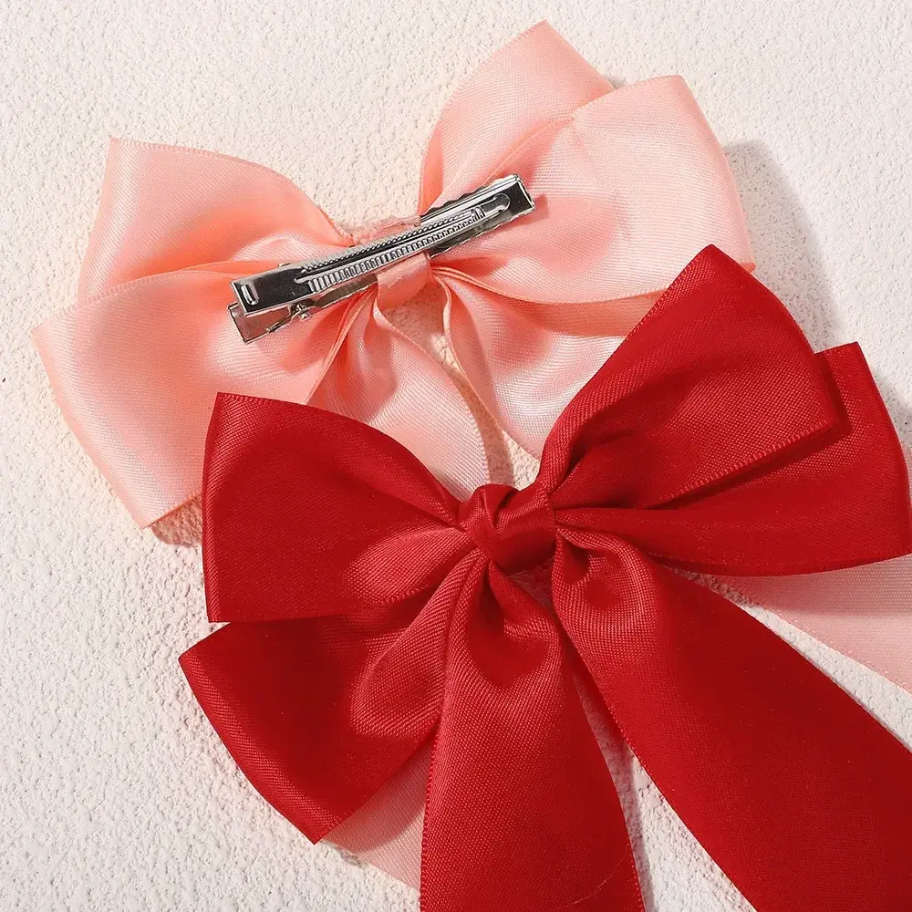 RAINBOW BOWS 4.92in Ribbon Bowknot Hair Ponytail Clip for Girl Hairpin Solid Color Hairgripe Boutique Hair Accessories Wholesale
