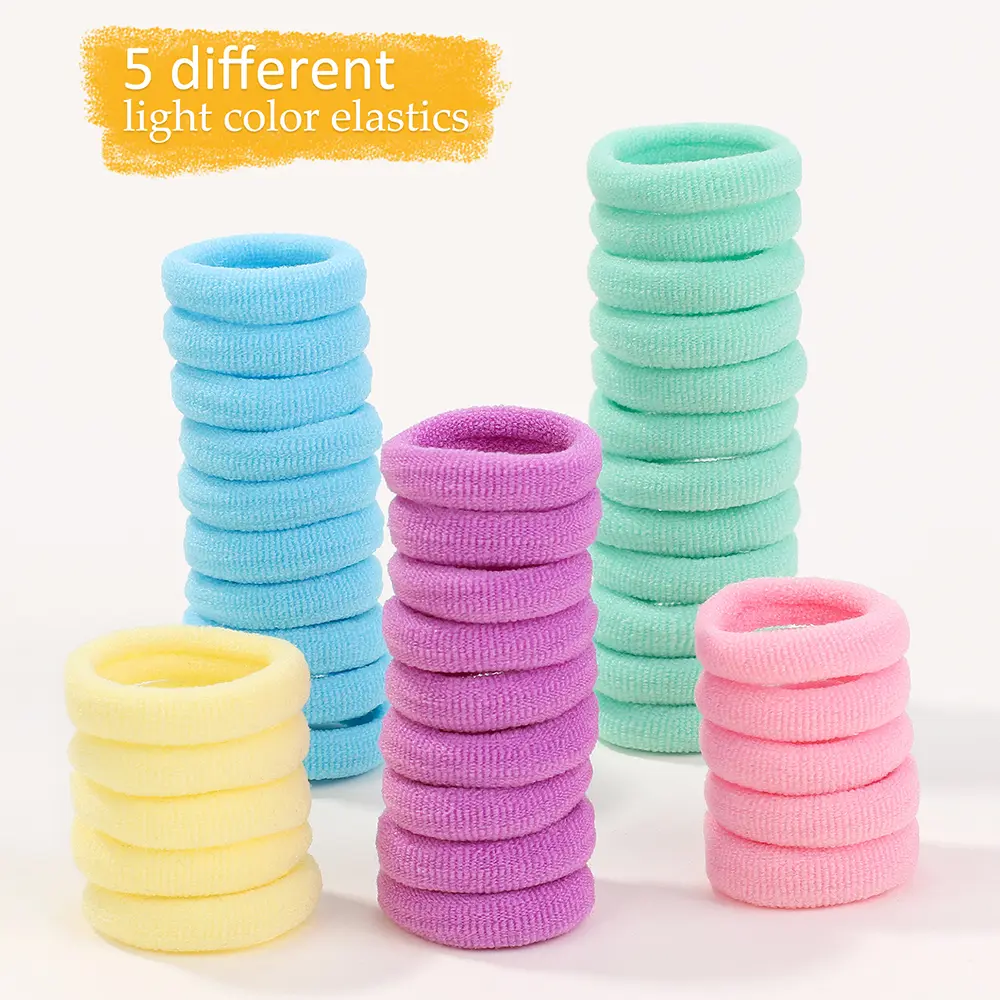 50/100Pcs Colorful Basic Nylon Ealstic Hair Ties for Girls Ponytail Hold Scrunchie Rubber Band Kid Fashion Hair Accessories