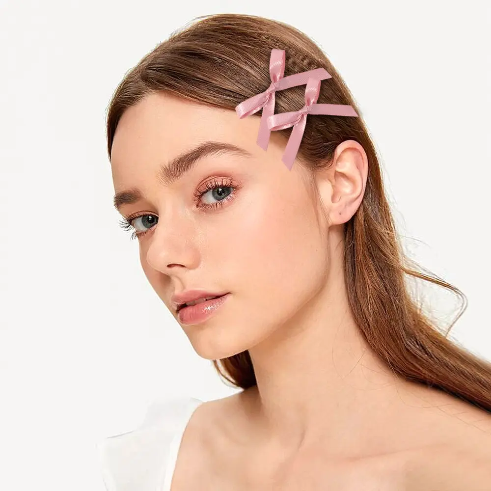 RAINBOW BOWS Girls' Sweet Bowknot Hair Clips White Black Cheer Hairpins Ribbon Bow Headwear Barrettes Women Hair Accessories