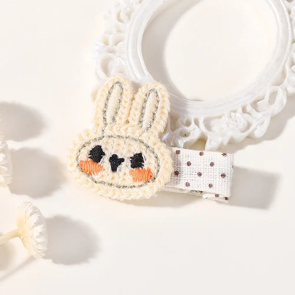 RAINBOW BOWS 2Pcs/lot Cute Kniting Rabbit Hairgripes for Baby Girl Fresh White Flower Hairbangs Hairclip Polka Dot Kids Headwear