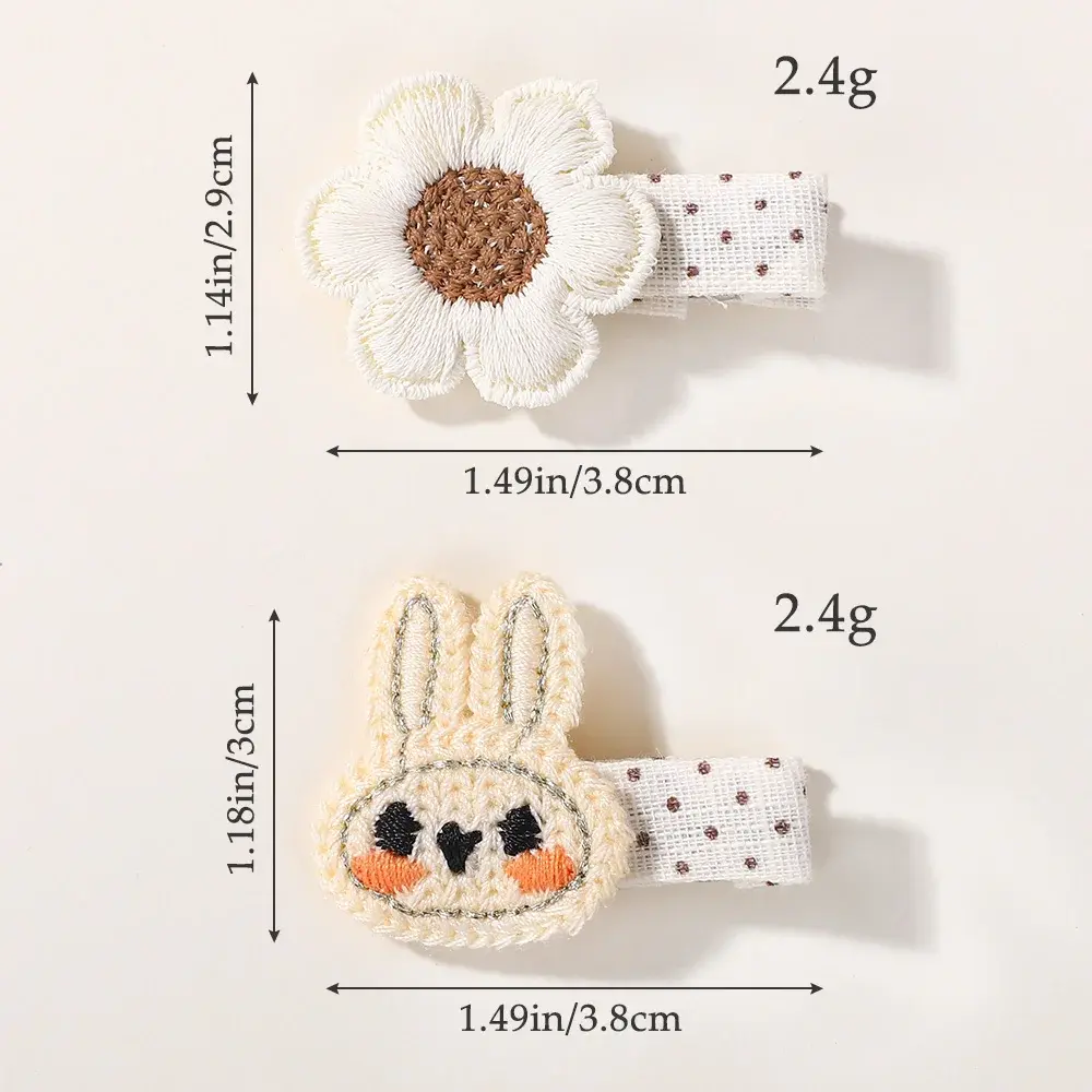 RAINBOW BOWS 2Pcs/lot Cute Kniting Rabbit Hairgripes for Baby Girl Fresh White Flower Hairbangs Hairclip Polka Dot Kids Headwear