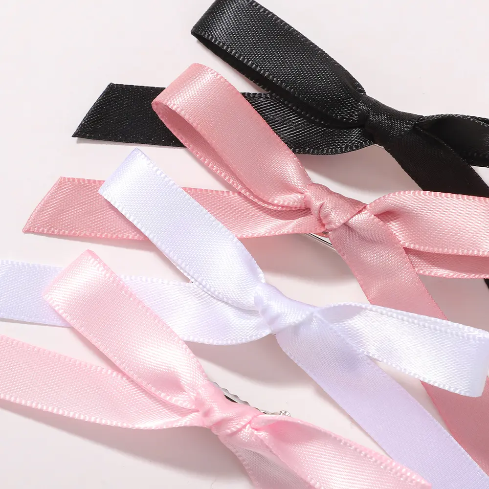 RAINBOW BOWS Girls' Sweet Bowknot Hair Clips White Black Cheer Hairpins Ribbon Bow Headwear Barrettes Women Hair Accessories