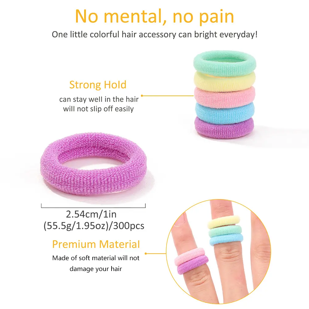 50/100Pcs Colorful Basic Nylon Ealstic Hair Ties for Girls Ponytail Hold Scrunchie Rubber Band Kid Fashion Hair Accessories