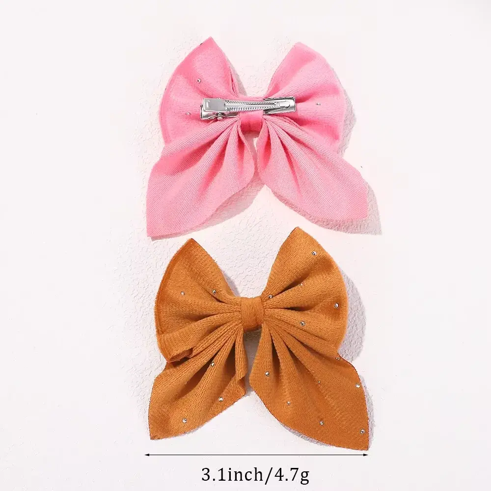 RAINBOW BOWS 2Pcs/lot Starry Dots Red Velvet Bow Hair Pins Hair Clips Kids Girls Barrettes Ponytail Holder Headwear Accessories