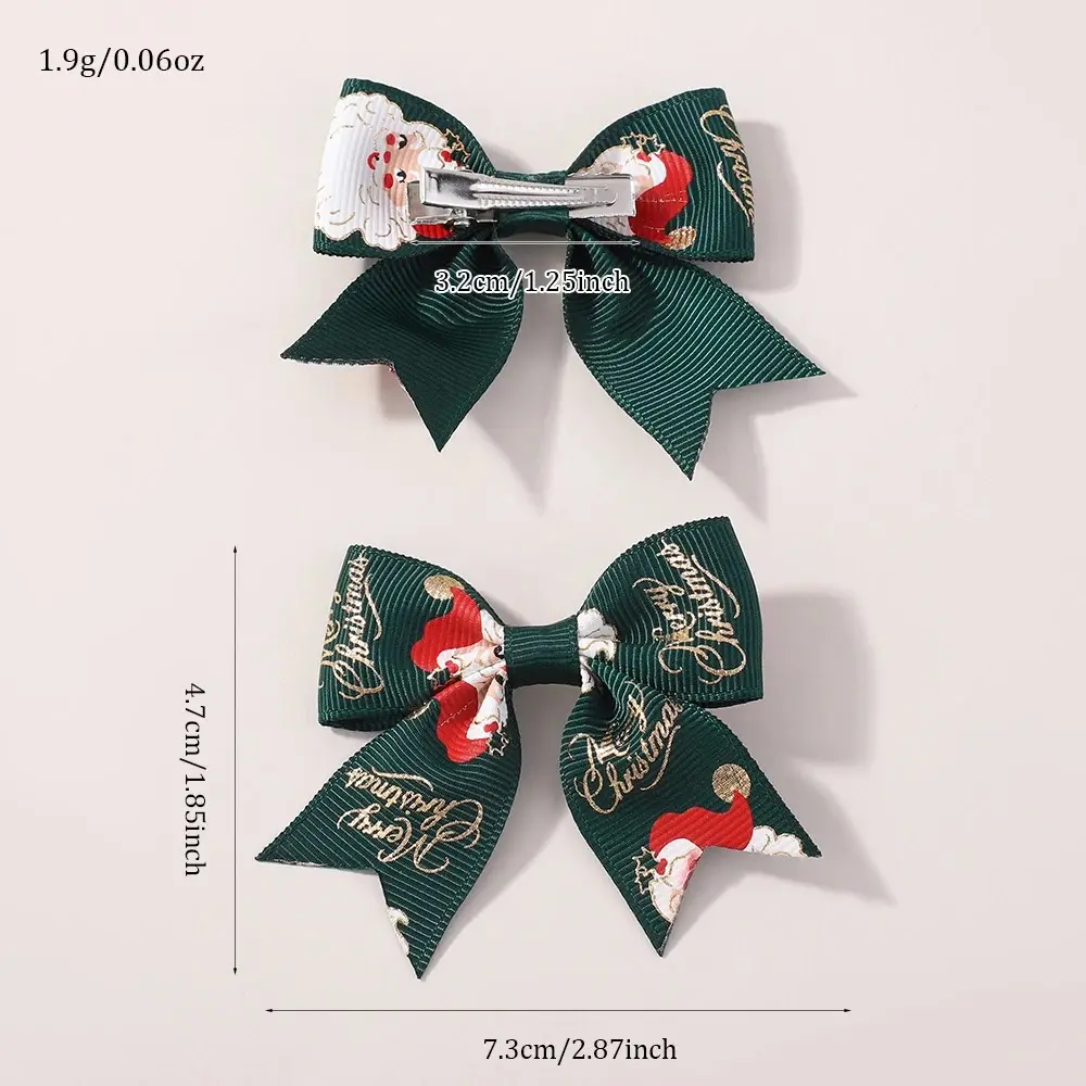 RAINBOW BOWS 6Pcs/Set Christmas Bows Hair Clips Set Kids Girl Santa Claus Print Hairpins Dress Up Girls Hair Accessories Gifts
