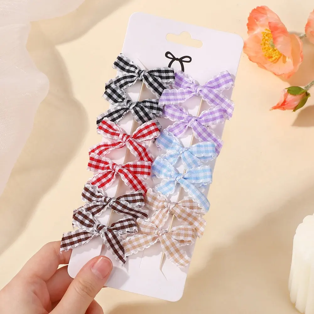 RAINBOW BOWS 12Pcs/set Ins Style Girls Mini Bowknot Hairclips Y2k Lace Side Ribbon Hairgripes Fashion Partry Dress Up for Head