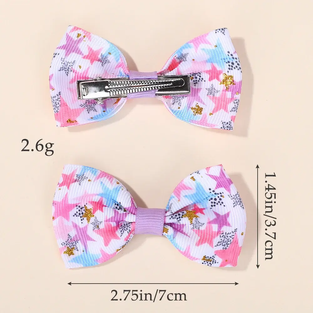 500 Pcs/lot 2.75" Rainbow Unicorn Star Hair Bows Clip for Girls Random Color Hairgrips Headwear Child Hair Accessories Wholesale