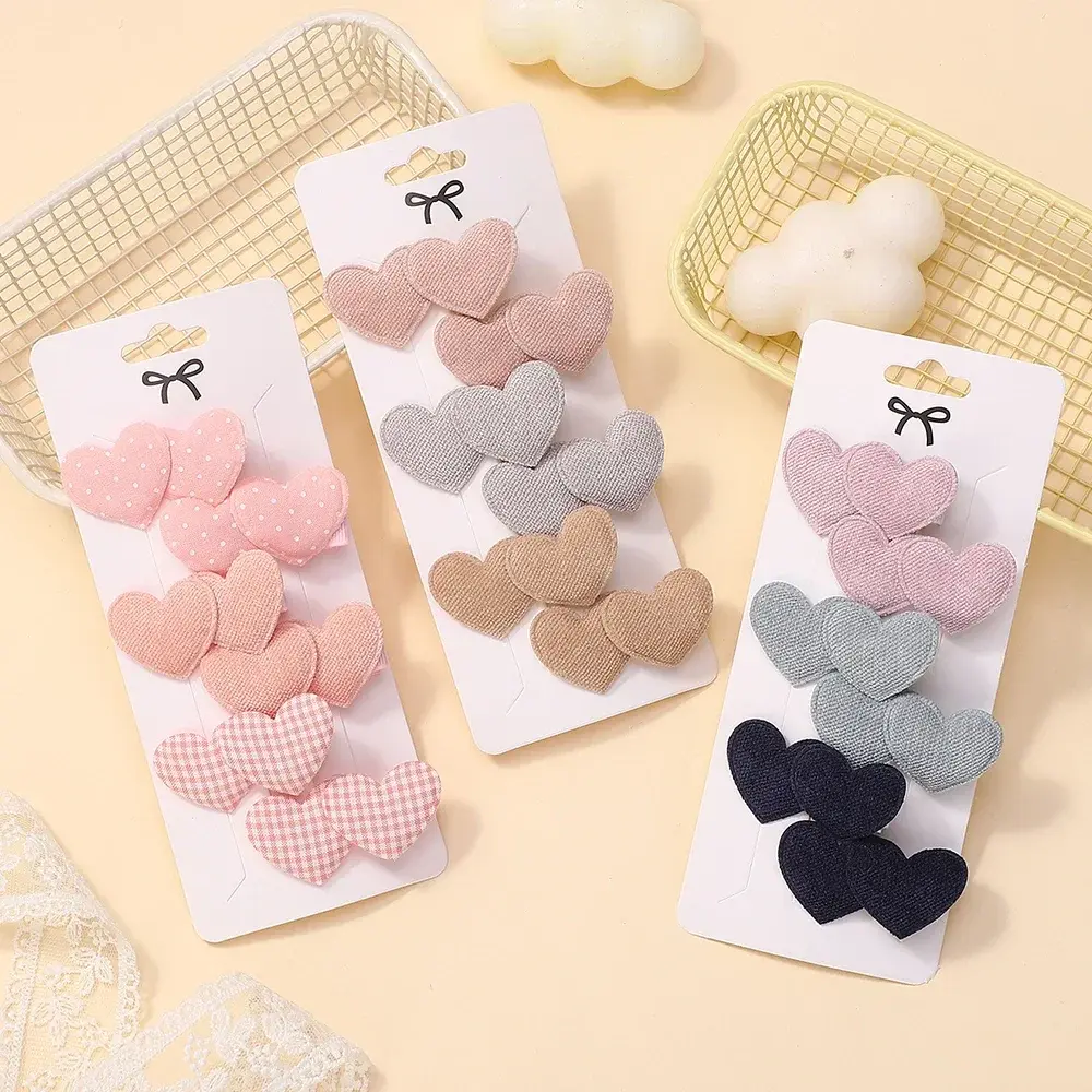 RAINBOW BOWS 6Pcs/set Heart Designs Hair Clips Cute Headwear Mini Clips Kids Girls Outdoor Wear Lovely Hair Accessories Gifts