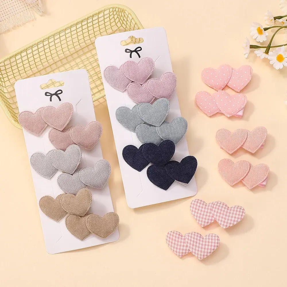 RAINBOW BOWS 6Pcs/set Heart Designs Hair Clips Cute Headwear Mini Clips Kids Girls Outdoor Wear Lovely Hair Accessories Gifts
