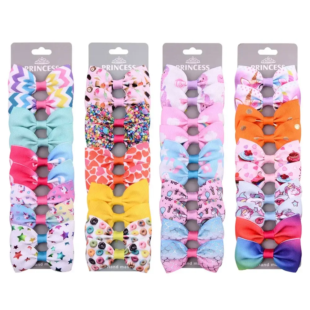 500 Pcs/lot 2.75" Rainbow Unicorn Star Hair Bows Clip for Girls Random Color Hairgrips Headwear Child Hair Accessories Wholesale