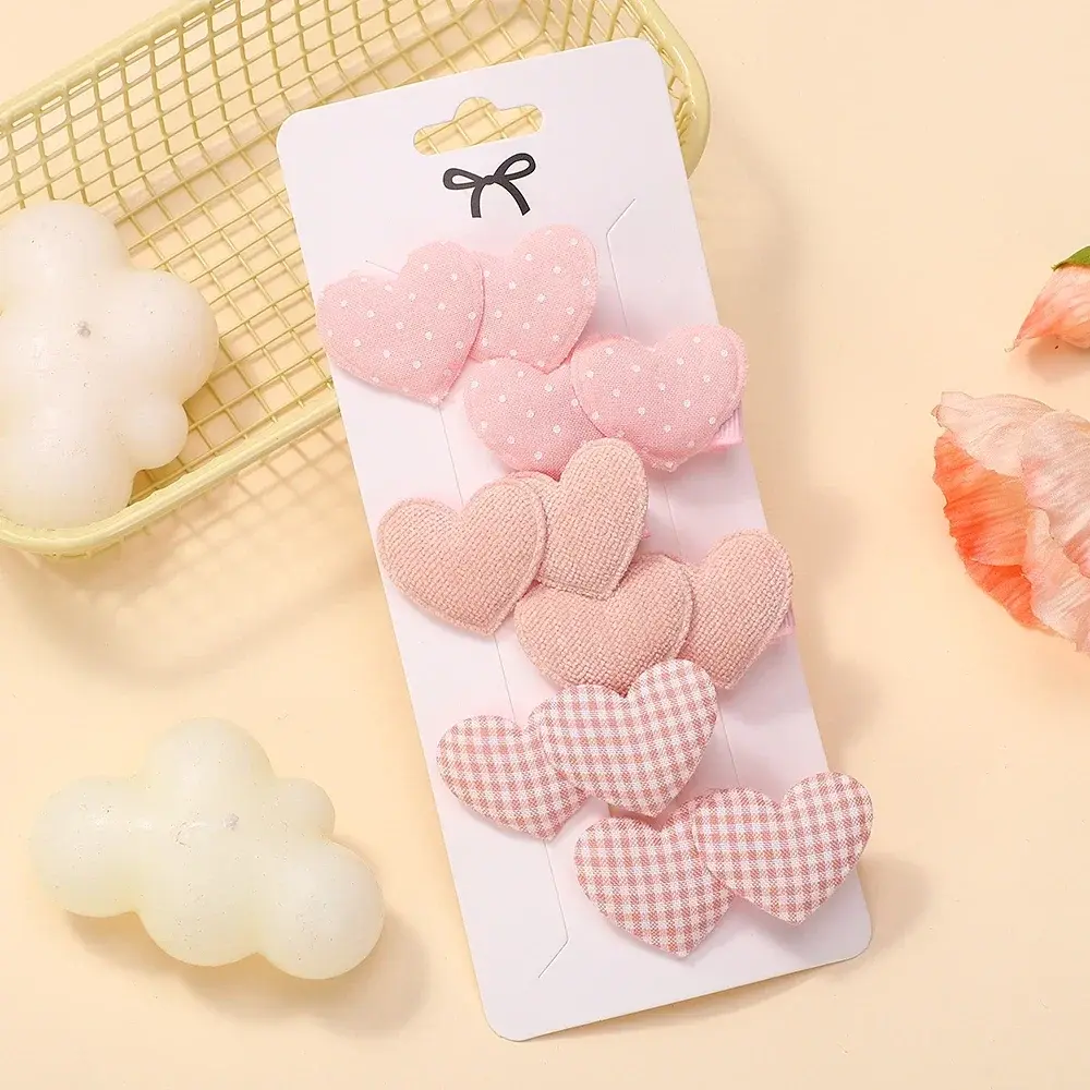 RAINBOW BOWS 6Pcs/set Heart Designs Hair Clips Cute Headwear Mini Clips Kids Girls Outdoor Wear Lovely Hair Accessories Gifts