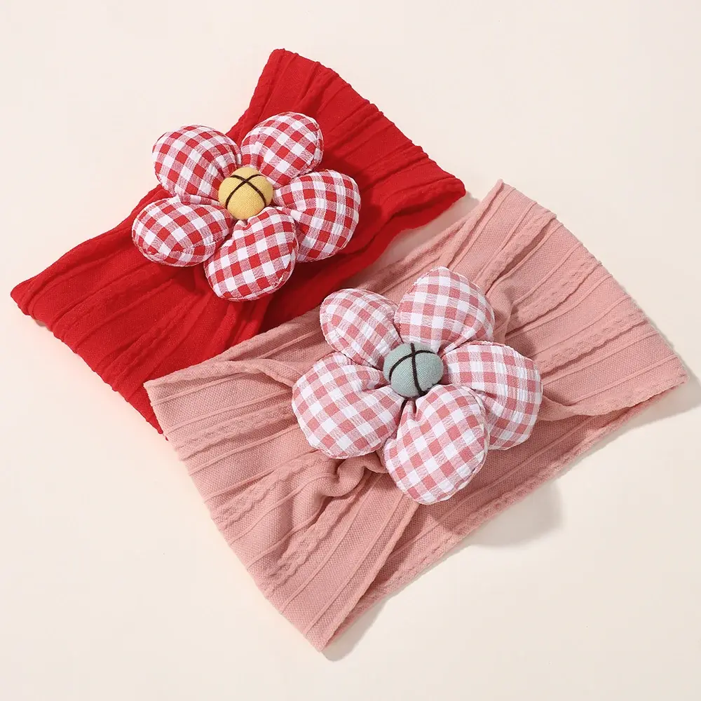 RAINBOW BOWS 1Pc Soft Nylon Flower Headscarf Astique Suitable for Baby Girl Headband Elastic Hairband Turban Hair Accessories