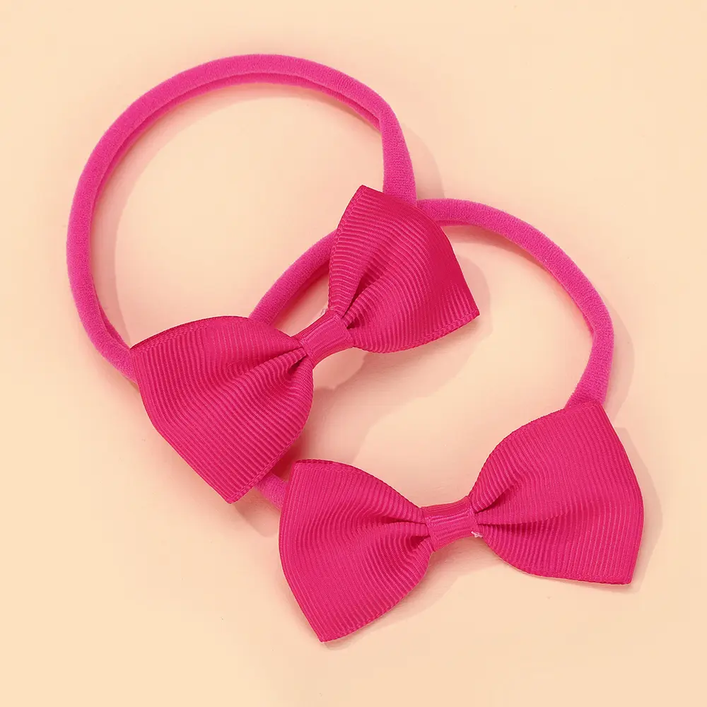 RAINBOW BOWS 6Pcs/set 2.7inch Bows Ribbon Hair Band Lovely Casual Elastic Head Band Solid Cute Baby Bowknot Toddler Headtie