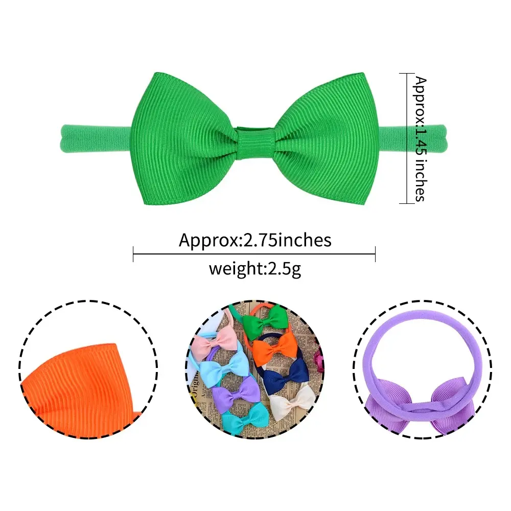 RAINBOW BOWS 6Pcs/set 2.7inch Bows Ribbon Hair Band Lovely Casual Elastic Head Band Solid Cute Baby Bowknot Toddler Headtie