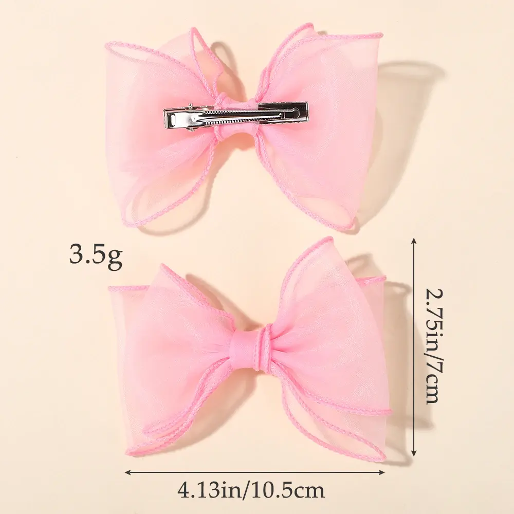 RAINBOW BOWS 2Pcs/lot Double Layer Yarn Bowknot Hair Clips Boutique Bows Kids Hair Accessories Girls Lovely Hairgripes Gift Set