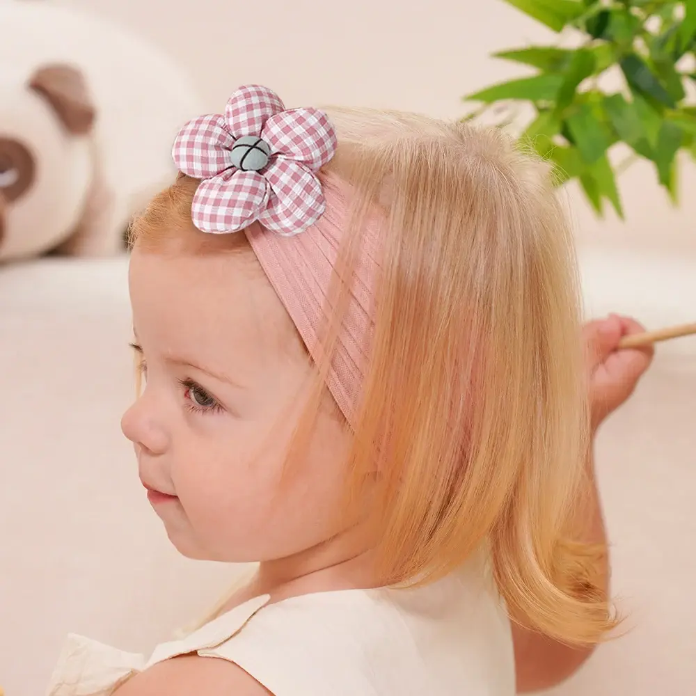 RAINBOW BOWS 1Pc Soft Nylon Flower Headscarf Astique Suitable for Baby Girl Headband Elastic Hairband Turban Hair Accessories