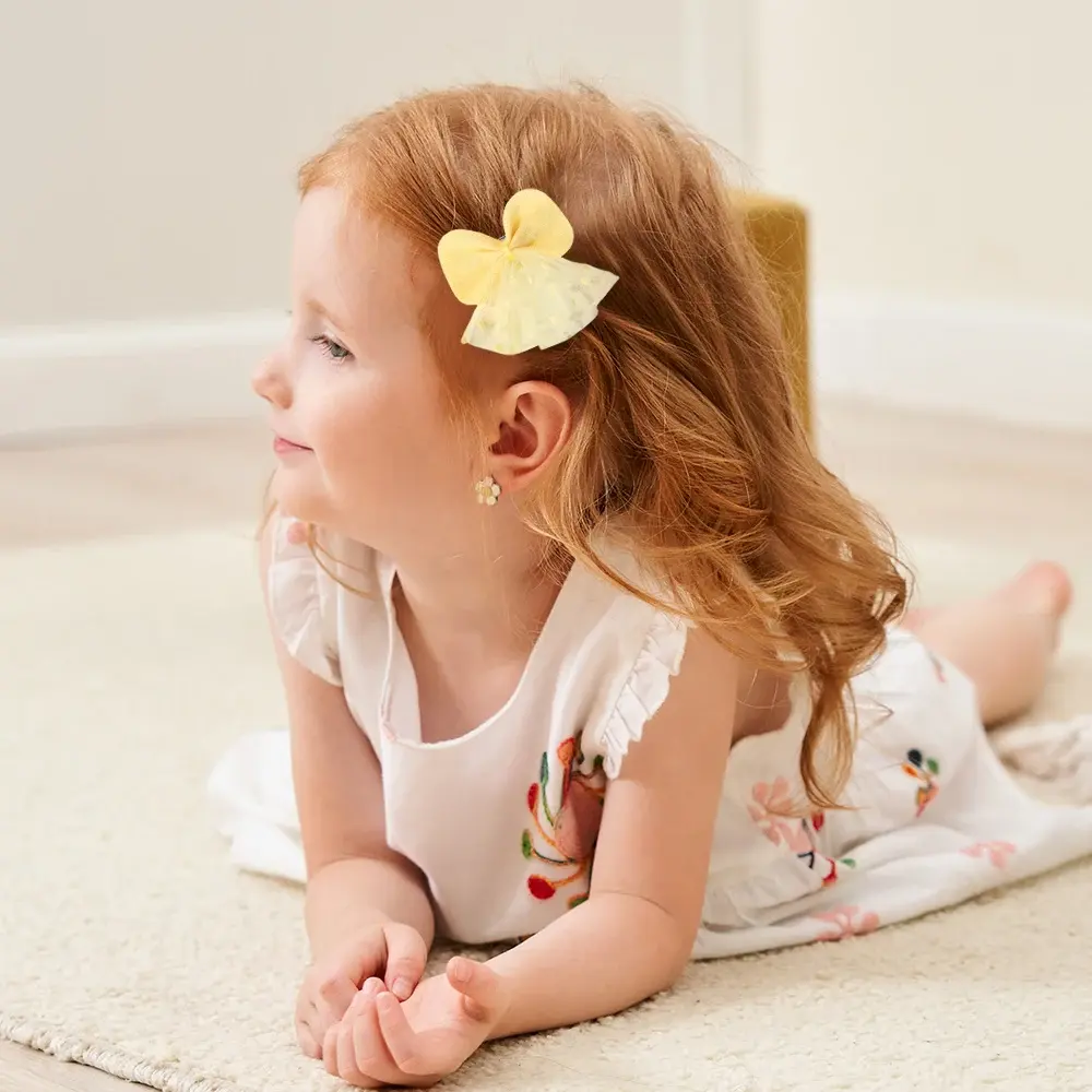 RAINBOW BOWS 2Pcs/lot Girls Lovely Bowknot Hair Clips Cheer Bow Glitter Hairpin Princess Yarns Polka Dot Hairgripes Headdress