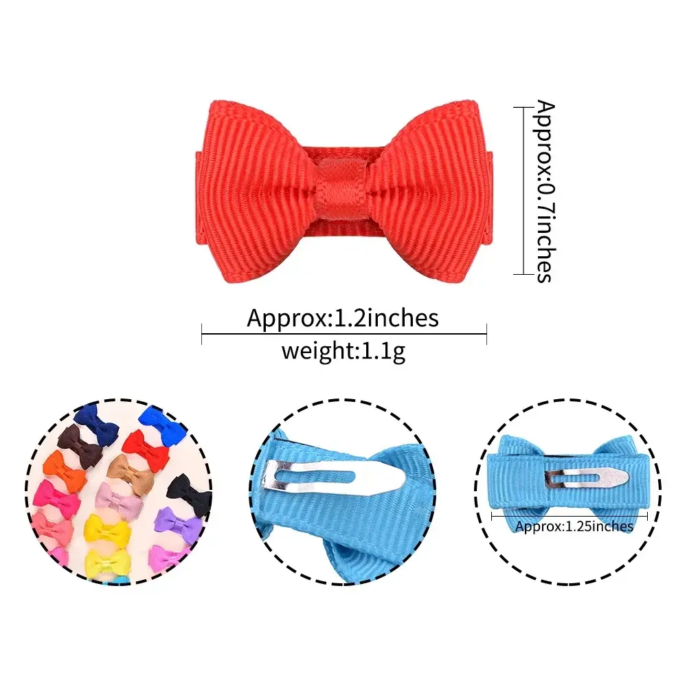 1600 Pcs Mini Ribbon Hair Bows Clips Sweet Girl Bowknot with Clips Random Color BB Clip Headwear Kids Hair Accessories Wholesale