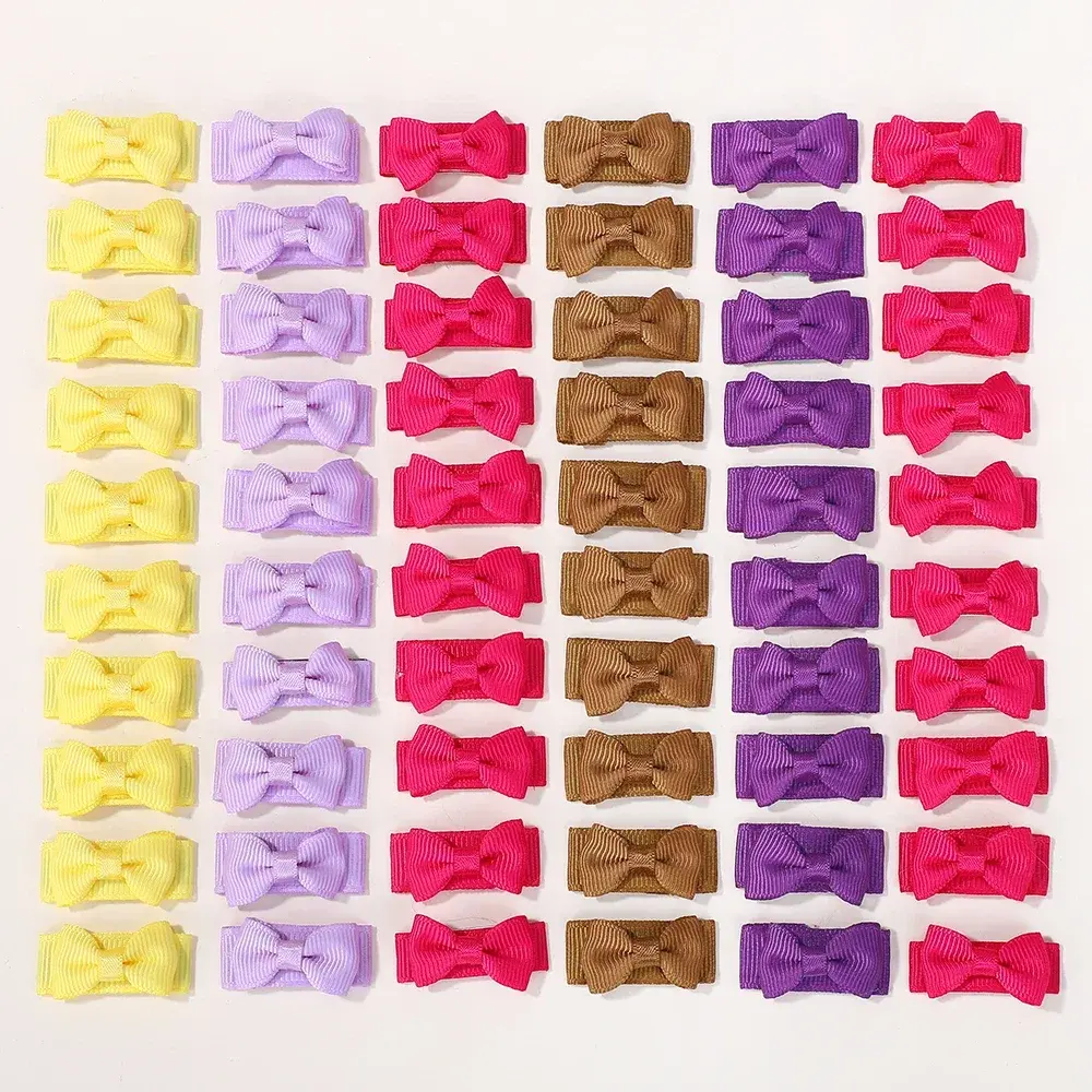 1600 Pcs Mini Ribbon Hair Bows Clips Sweet Girl Bowknot with Clips Random Color BB Clip Headwear Kids Hair Accessories Wholesale