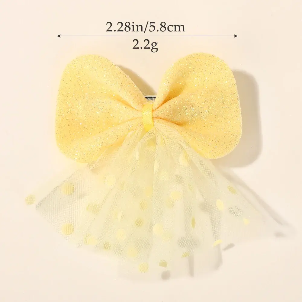 RAINBOW BOWS 2Pcs/lot Girls Lovely Bowknot Hair Clips Cheer Bow Glitter Hairpin Princess Yarns Polka Dot Hairgripes Headdress