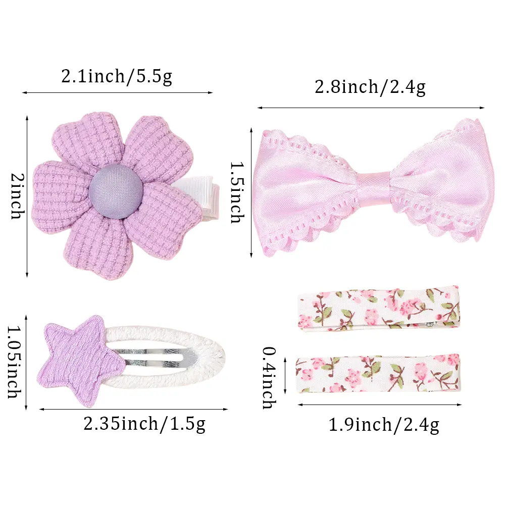 RAINBOW BOWS 5Pcs/lot Macaron Color Hair Clips Solid Color Flower Lace Edge Barrette Fresh Printe Girl Bangs BB Hairgripes Gift