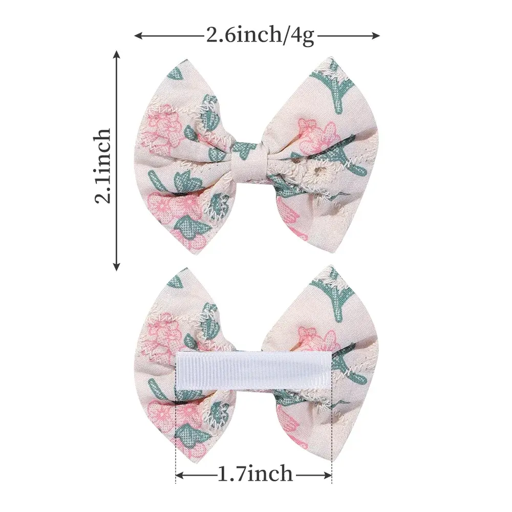 RAINBOW BOWS 12Pcs Embroidered Bows Hair Clips for Girls Cute Cotton Bowknot Hairpins Barrettes Headwear Kids Hair Accessories