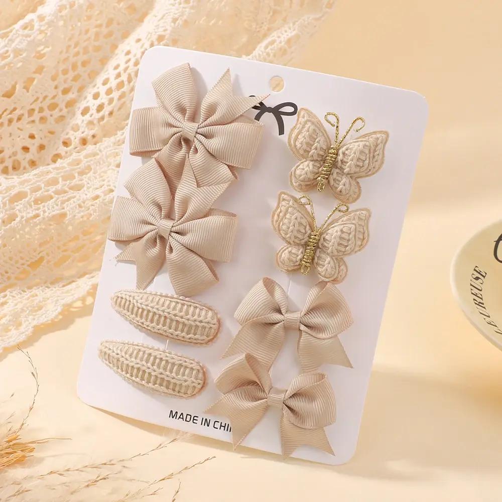 RAINBOW BOWS 8Pcs/Set Kniting Butterfly Hair Clips for Girls New Handmade Hairpin Barrettes Gift Headwear Kids Hair Accessories