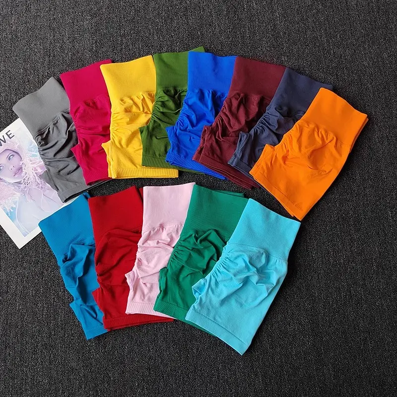Sports Three-quarter Pants Mid-waist Hip Lifting Pants Seamless Knitted Yoga Peach Shorts Summer Yoga Training Fitness Pants