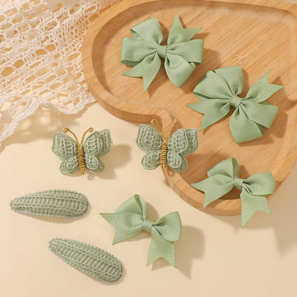 RAINBOW BOWS 8Pcs/Set Kniting Butterfly Hair Clips for Girls New Handmade Hairpin Barrettes Gift Headwear Kids Hair Accessories