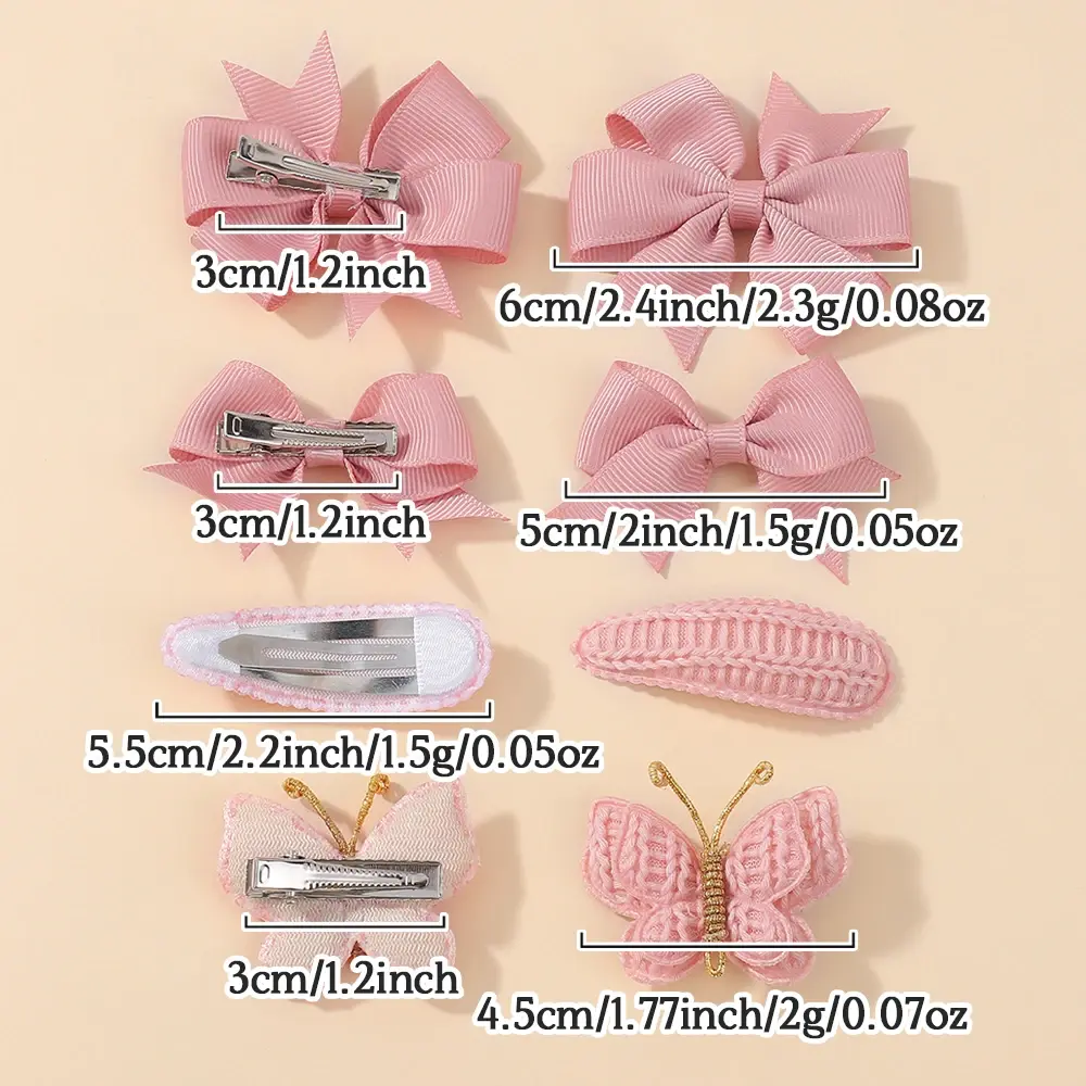 RAINBOW BOWS 8Pcs/Set Kniting Butterfly Hair Clips for Girls New Handmade Hairpin Barrettes Gift Headwear Kids Hair Accessories