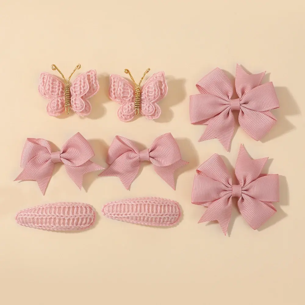 RAINBOW BOWS 8Pcs/Set Kniting Butterfly Hair Clips for Girls New Handmade Hairpin Barrettes Gift Headwear Kids Hair Accessories