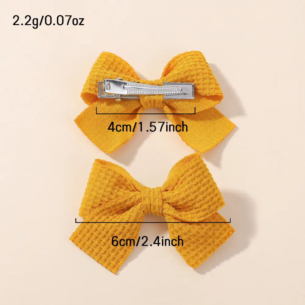 RAINBOW BOWS 10PCS Classic Corn Pattern Hair Clip Girl Bow Alloy Hairgripes Set Solid Color Bowknot Headwear Clips Wholesale