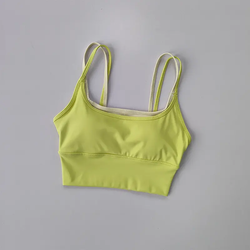 Sports Bra Women Summer Shock-absorbing Gathering Double Breast Strap Yoga Vest Quick Drying Anti Sagging Shaping Fitness Bra