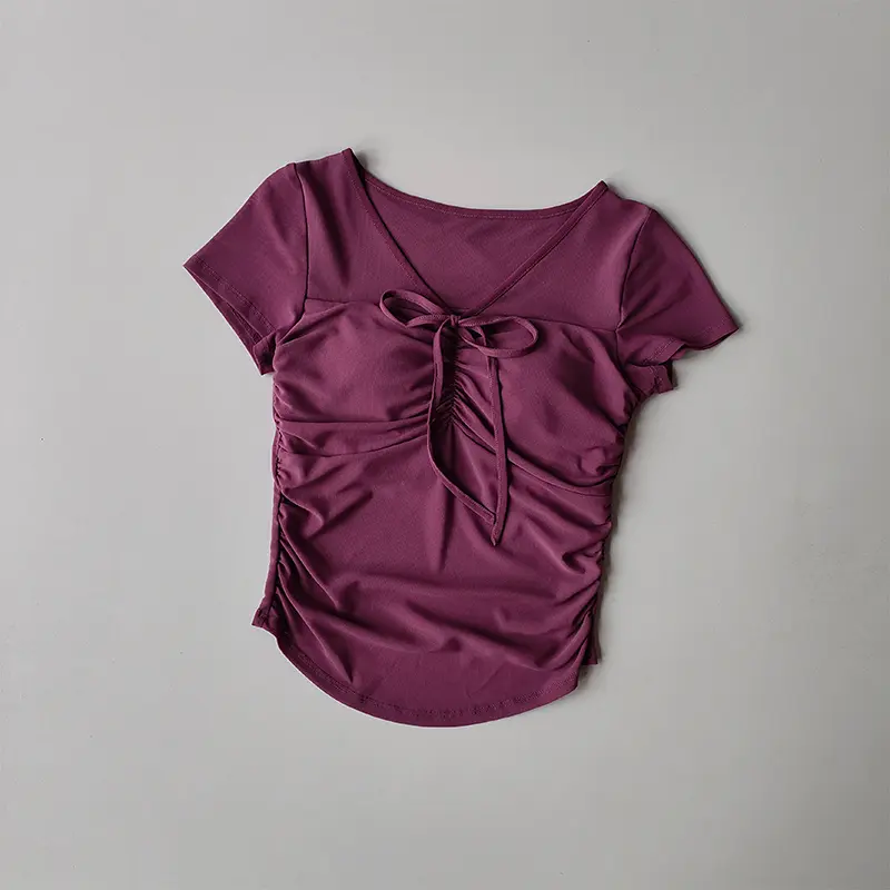 New Yoga Short-sleeved T-shirt for Women with Breast Pads in Spring and Summer Pure Hot Girls Slim and Slim Mesh Short Top