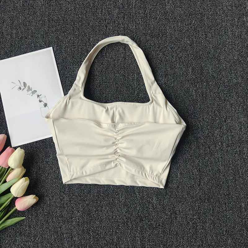 Sports Vest for Women Wearing Chest Pad Shockproof Fitness Bra with Neck Halter Fast Drying Beautiful Back Yoga Underwear Summer