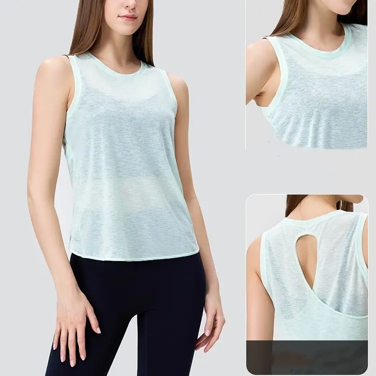 Bamboo Joint Yarn Summer Breathable Yoga Vest Thin Sleeveless Beautiful Back Sports Top Fitness Quick-drying Yoga Blouse Shirts