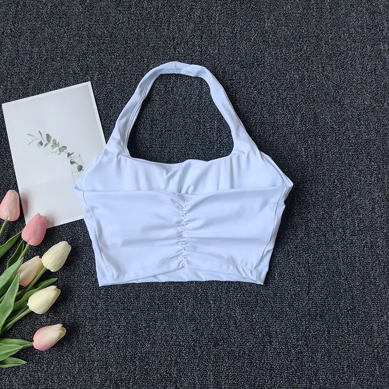 Sports Vest for Women Wearing Chest Pad Shockproof Fitness Bra with Neck Halter Fast Drying Beautiful Back Yoga Underwear Summer