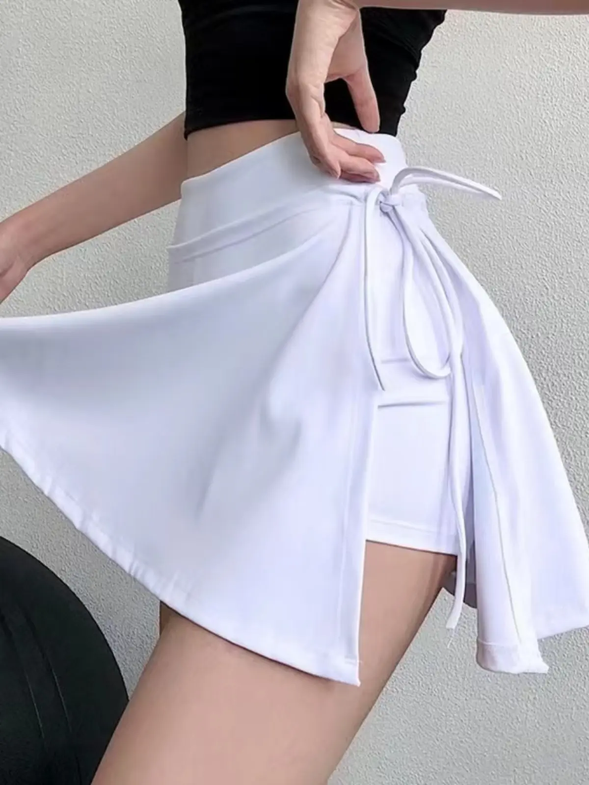 Sports Yoga Skirt Badminton Tennis Skirt Quick Dry Skirt Quick Drying Side Slit Strap Skirt Pants Outer Skirt Suit Clothing Pant