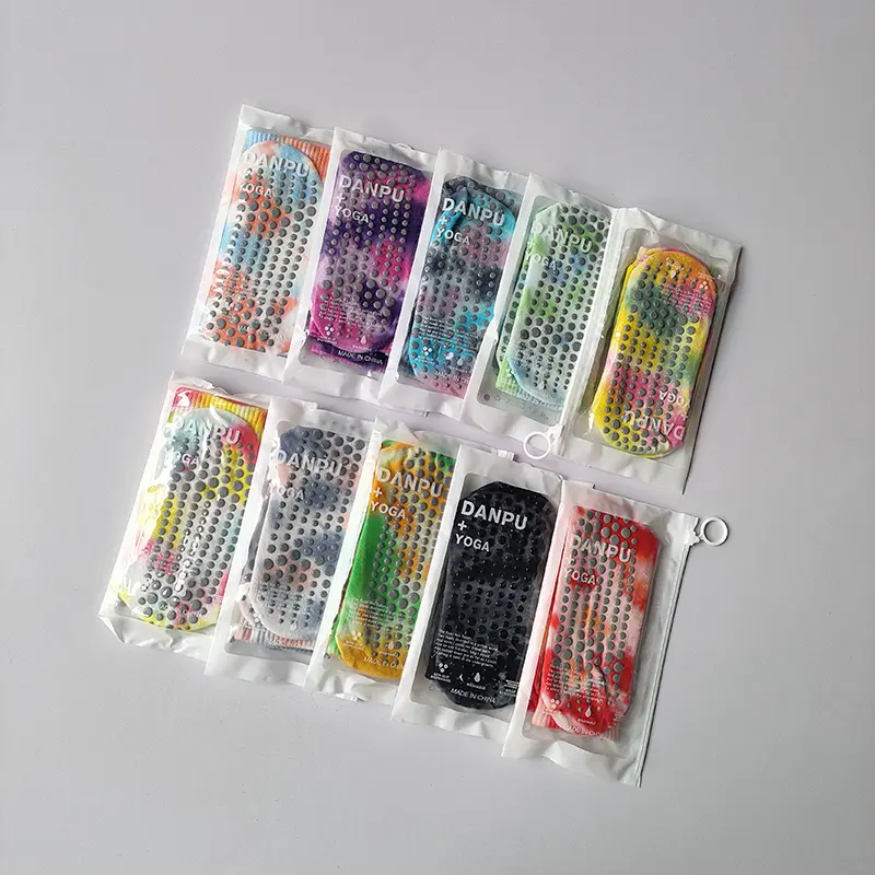 Tie Dye Mid Tube Pilates Anti Slip Socks Sweat Absorbing Fitness Yoga Socks Floor Adhesive Sports Casual Socks
