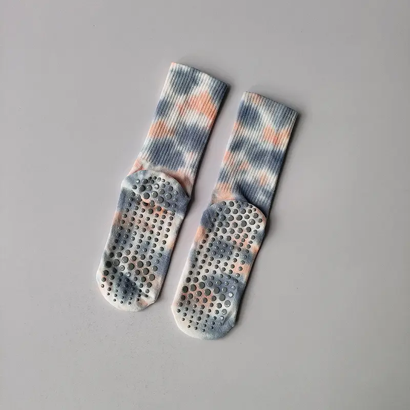 Tie Dye Mid Tube Pilates Anti Slip Socks Sweat Absorbing Fitness Yoga Socks Floor Adhesive Sports Casual Socks