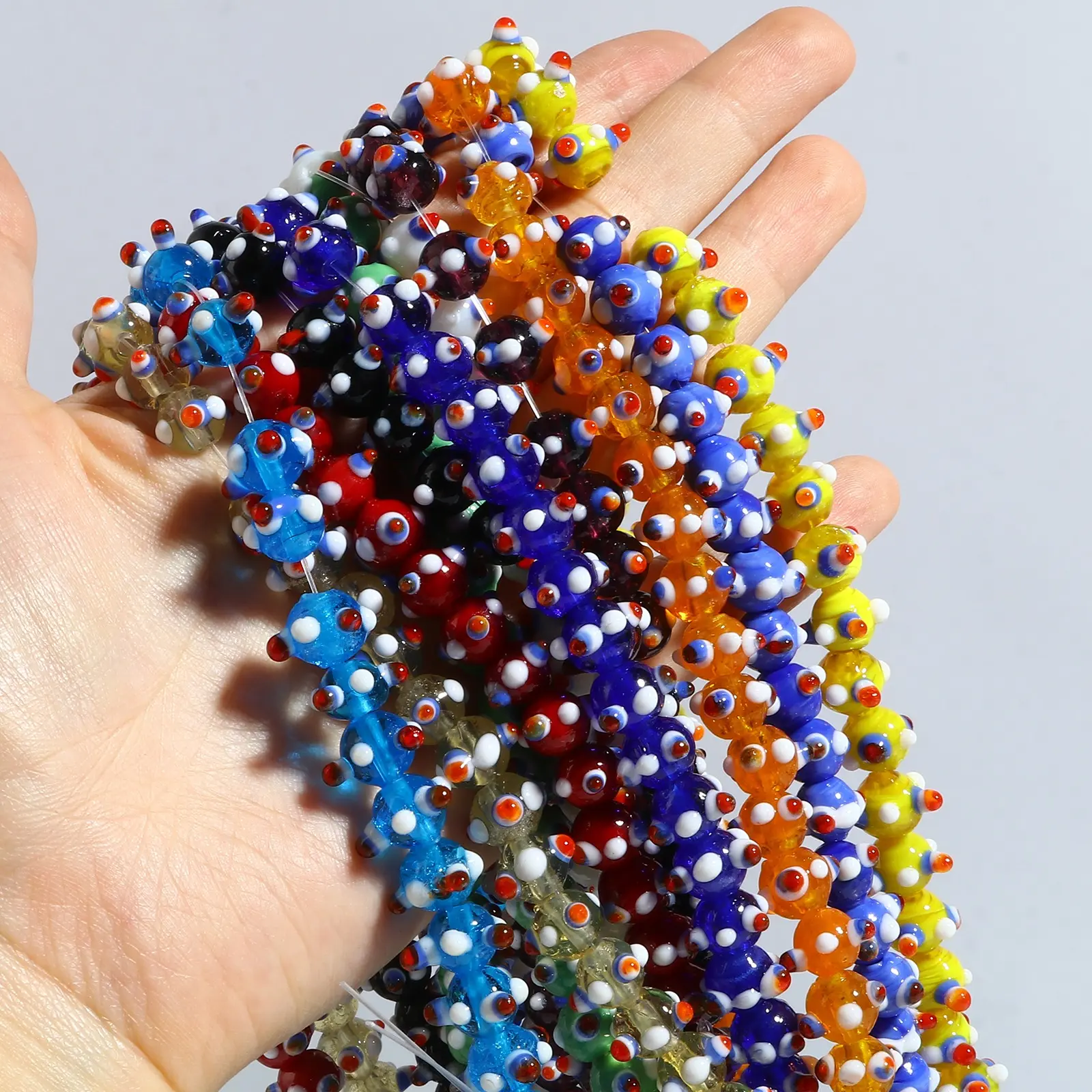 10PCs Multicolor 11mm Lampwork Glass Beads Round Ball Loose Spacer Beads DIY Making Necklace Bracelets For Girls Women Jewelry