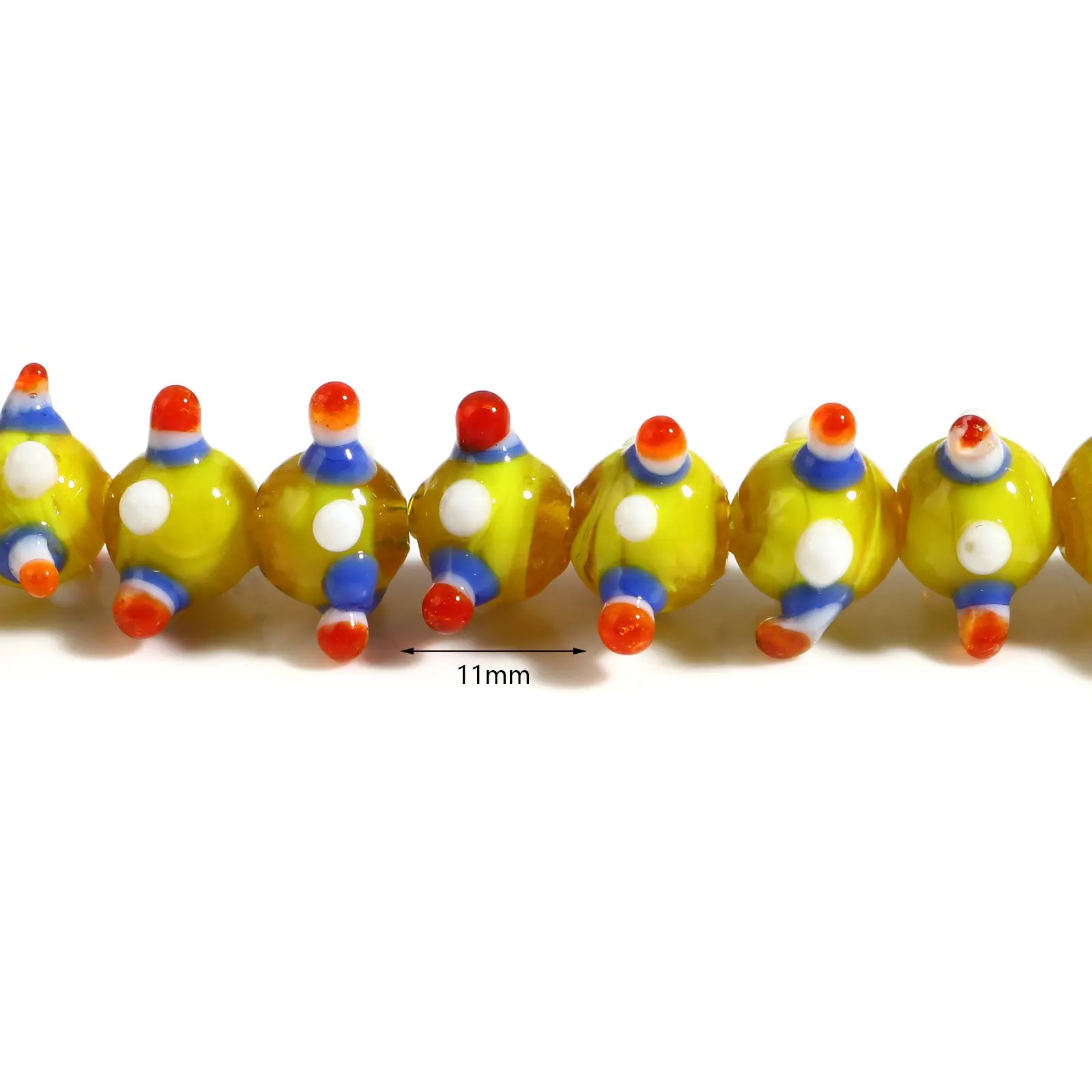 10PCs Multicolor 11mm Lampwork Glass Beads Round Ball Loose Spacer Beads DIY Making Necklace Bracelets For Girls Women Jewelry