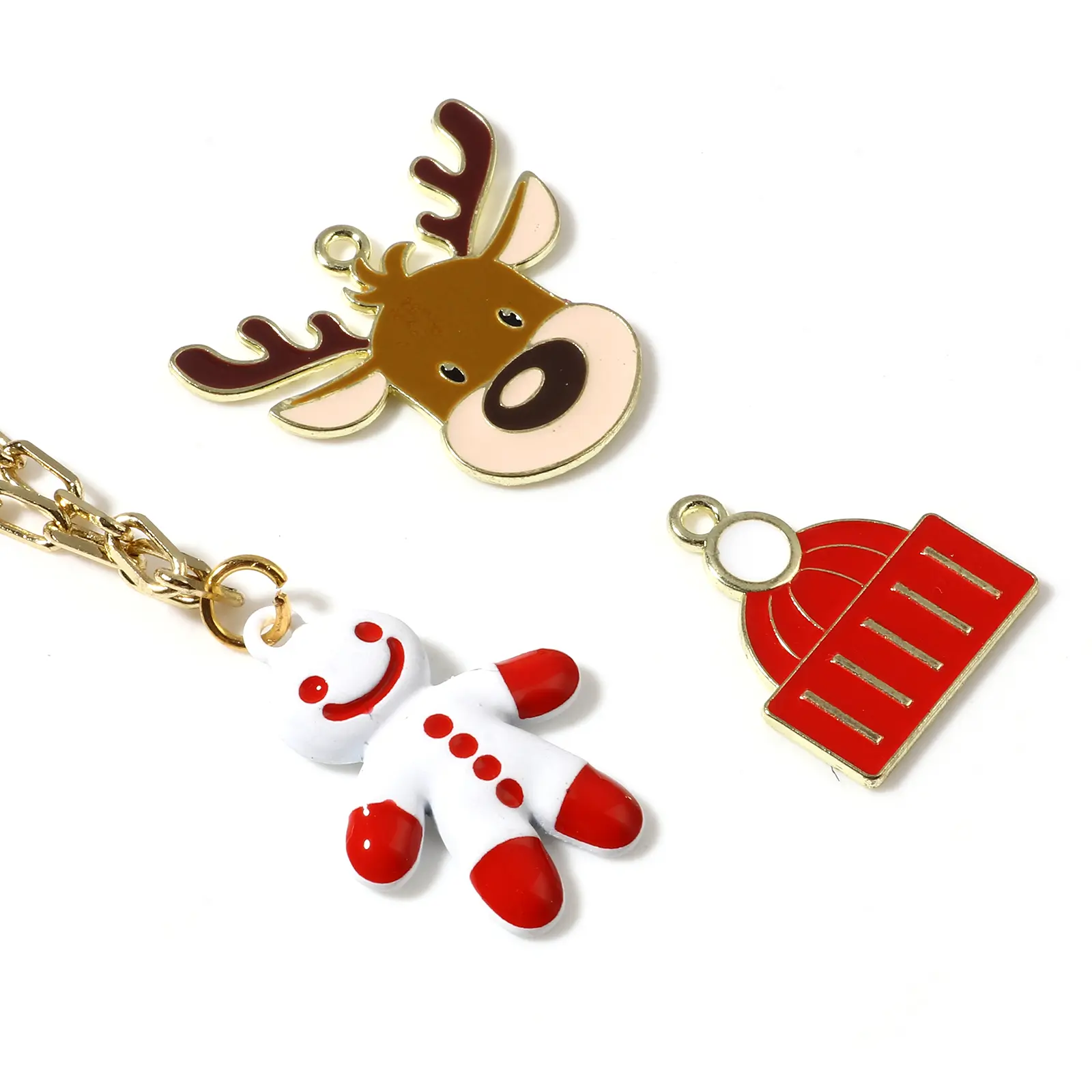 10PCs Happy Christmas Series Charms Pendant  Cute Gloves Santa Claus Enamel Pendant For DIY Necklace Earrings Jewelry Making