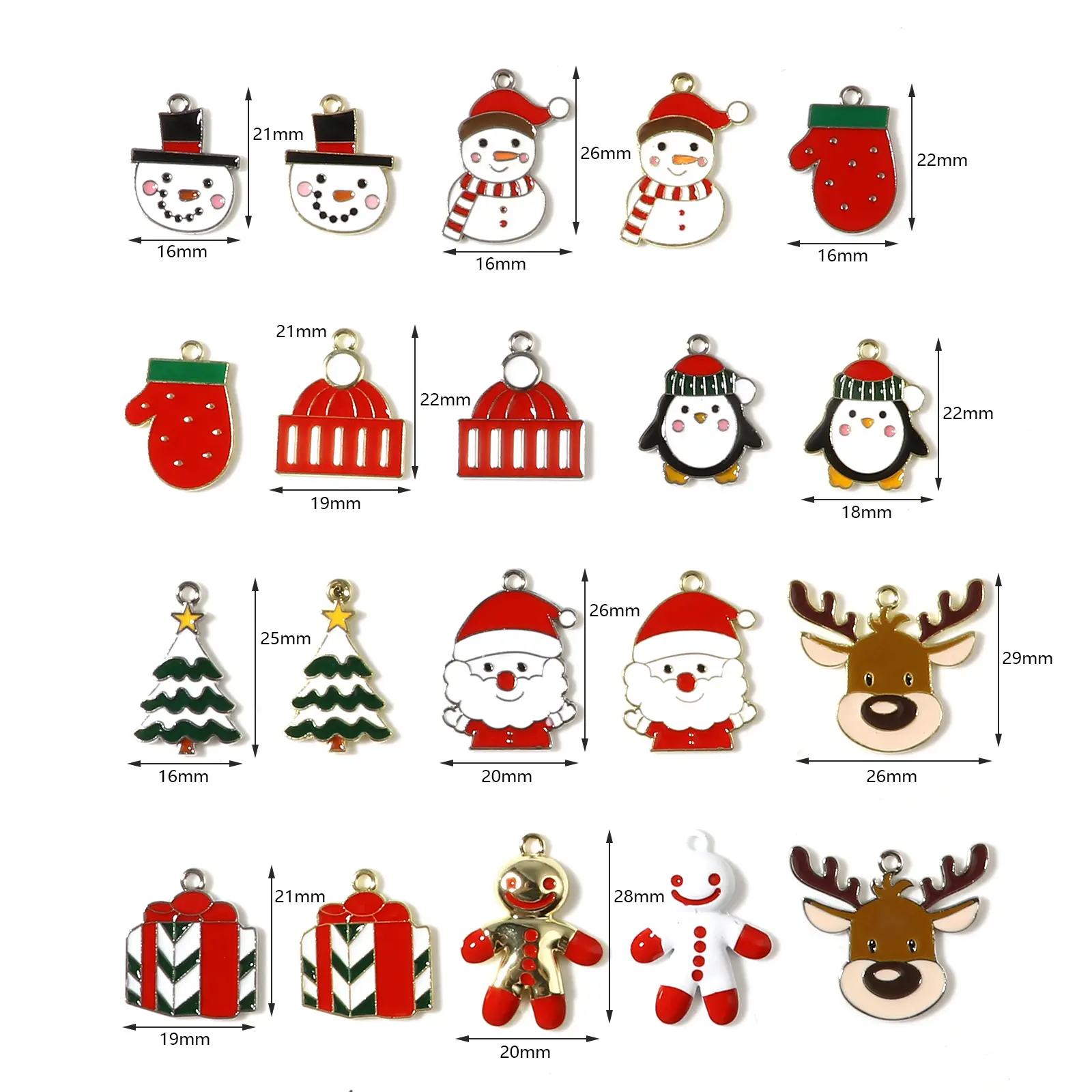 10PCs Happy Christmas Series Charms Pendant  Cute Gloves Santa Claus Enamel Pendant For DIY Necklace Earrings Jewelry Making